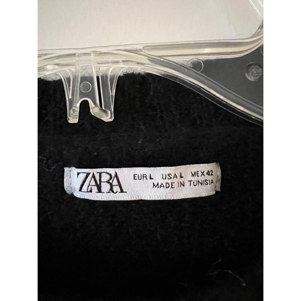 Zara Black Wool Long Sleeve Sweater Sz L - Picture 3 of 6